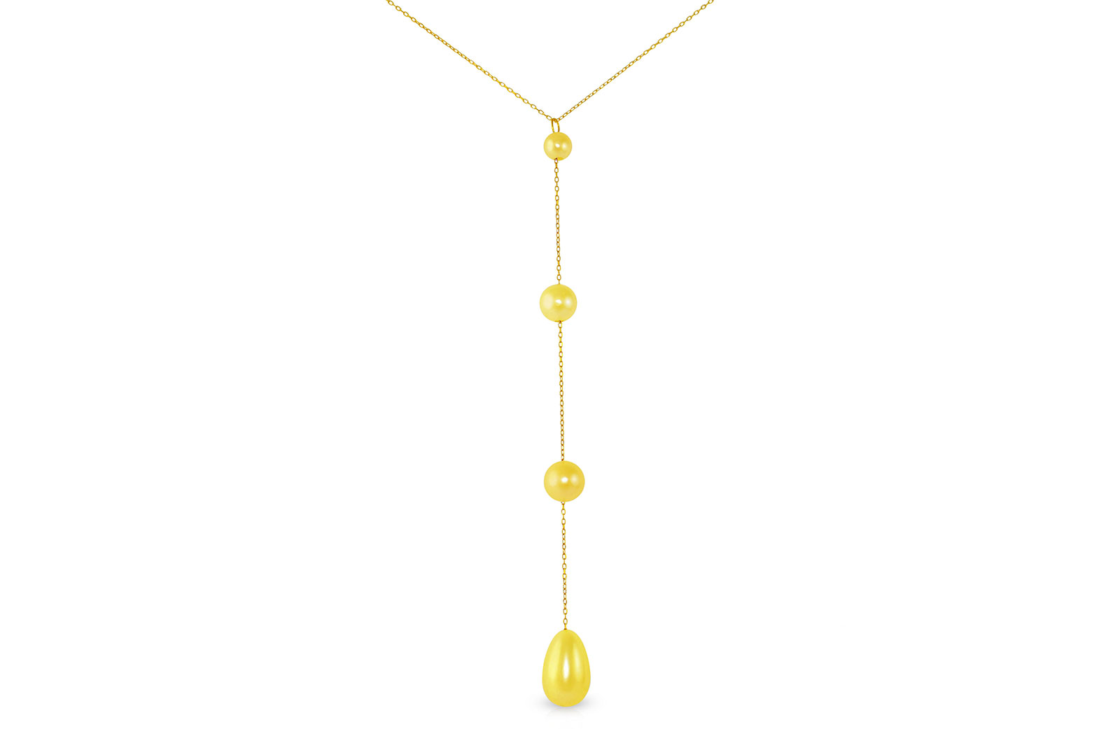 Vera Perla 18K Solid Gold Yellow Gradual Built-in with Drop Pearl Necklace